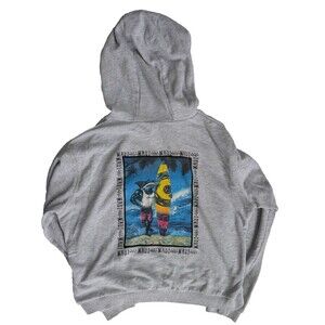 Maui and Sons Original Surf Company Full Zip Up Hoodie Gray M Shark Graphic